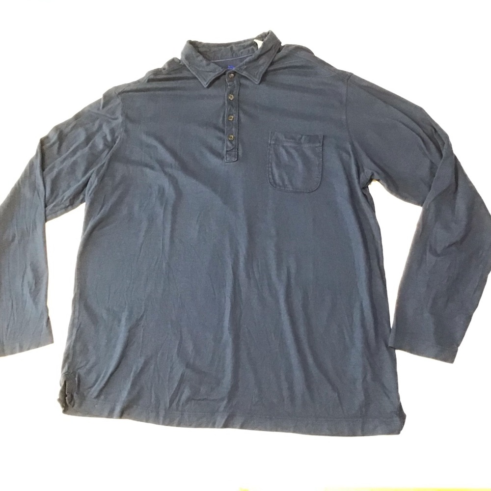 Tommy Bahama Shirt Mens Sz XL Navy Solid Polo Long Sleeve Pima Cotton Blend - Picture 16 of 16